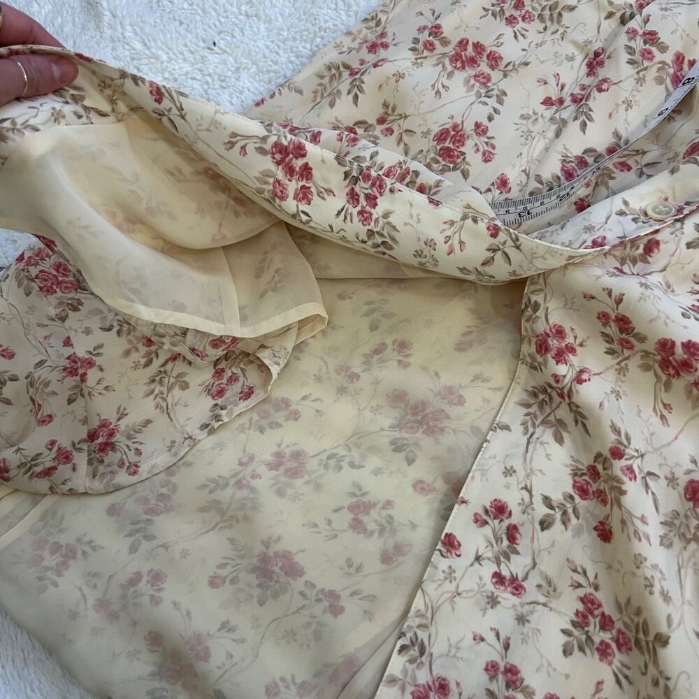 LRL VTG Womens Silk Sz 6 Timeless Floral Elegant Dress Cottage Core Peasant Soft - Picture 5 of 6